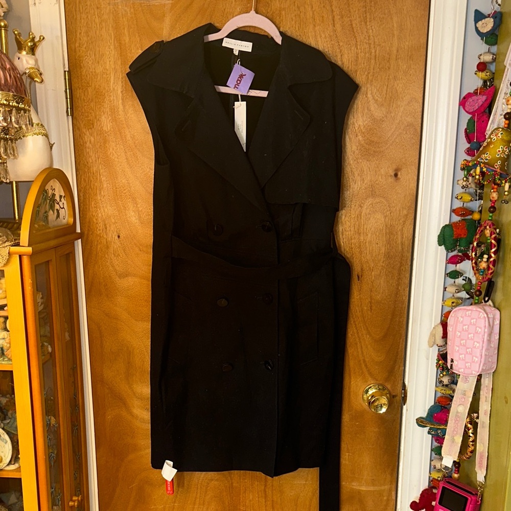 Sleeveless Black Double-Breasted Midi Dress with Nellie Partow